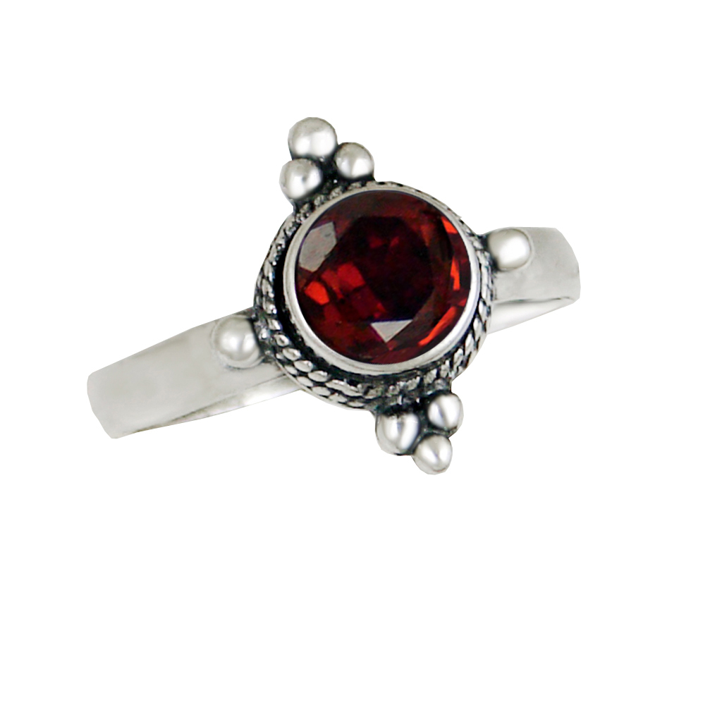 Sterling Silver Gemstone Ring With Garnet Size 7